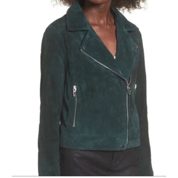 Blank NYC Suede Moto Jacket in Emerald Green size S - Picture 1 of 10